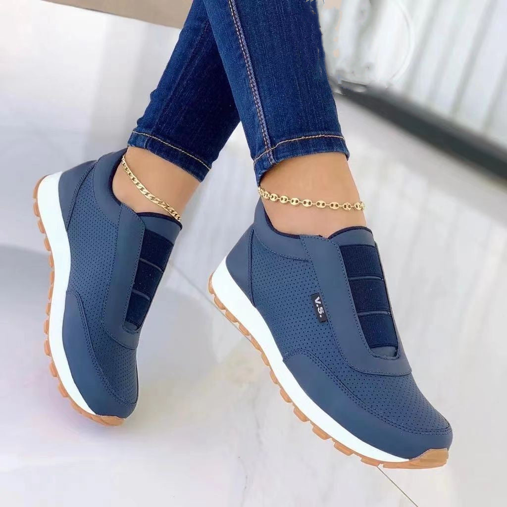 Women Flat Elastic Band Design Platform Sneakers