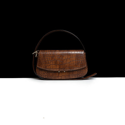 Genuine Leather  Pattern Baguette Underarm  Bag