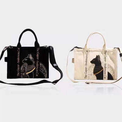 Cat Embroidered Canvas Crossbody Bags