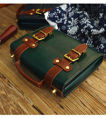 DIY Material Handmade Women's Genuine Leather Messenger Bag