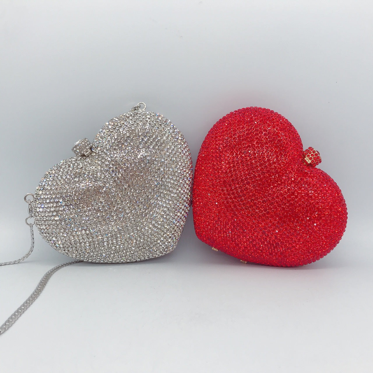 Hand Holding Heart-shaped Diamond Dinner Bag