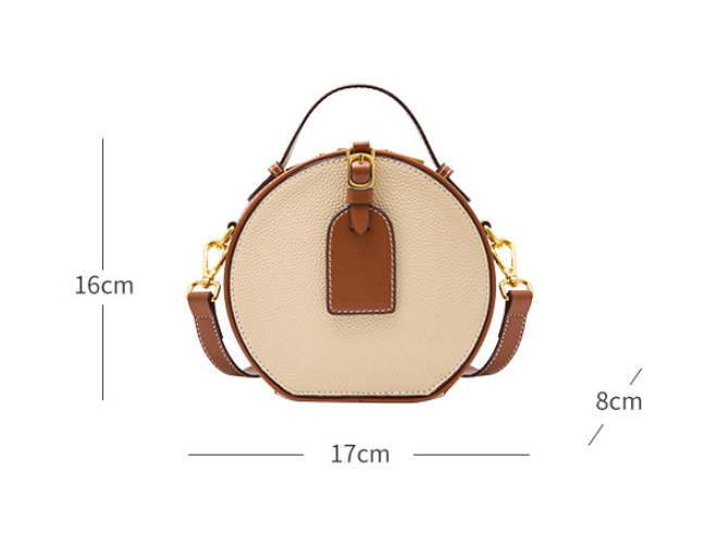 Genuine Leather Mini Small Round Bag Women's Messenger Bag