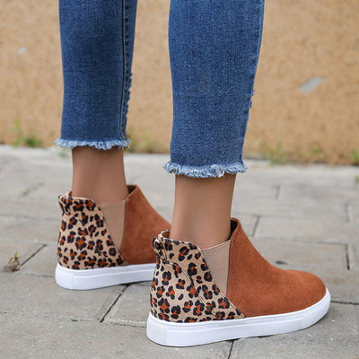 Leopard Print Flats Women V Cutout Elastic Band Shoes