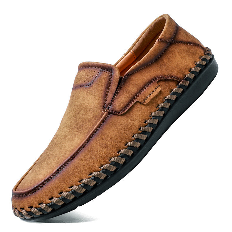 Men Microfiber Leather Hand Stitching Non-Slip Casual Shoes