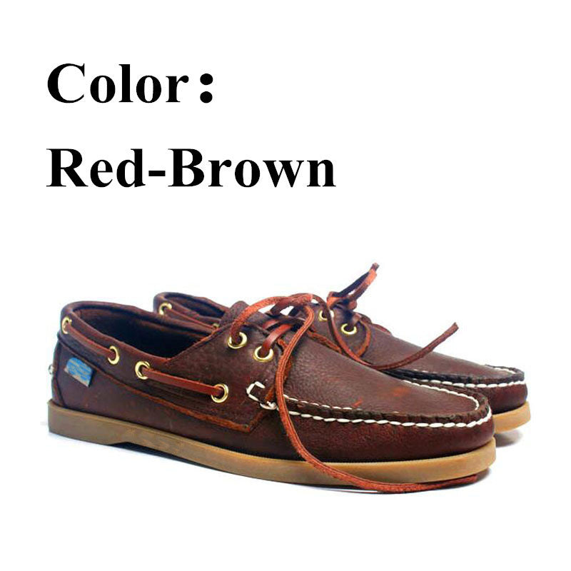 Men Retro Lace-up Leather Breathable Casual Board Shoes