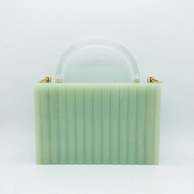 Vertical Striped Acrylic Clutch Small Square Bag With Transparent Handle