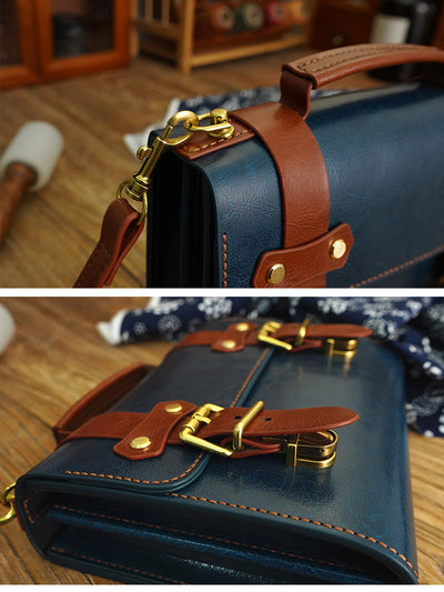 DIY Material Handmade Women's Genuine Leather Messenger Bag