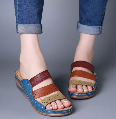 Women Hollow Out Rainbow Stitching Slippers