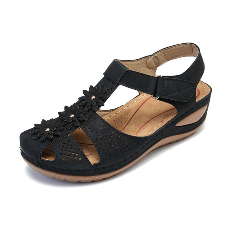 Summer Women's Soft Soled Round Toe Velcro Wedge Women Sandals