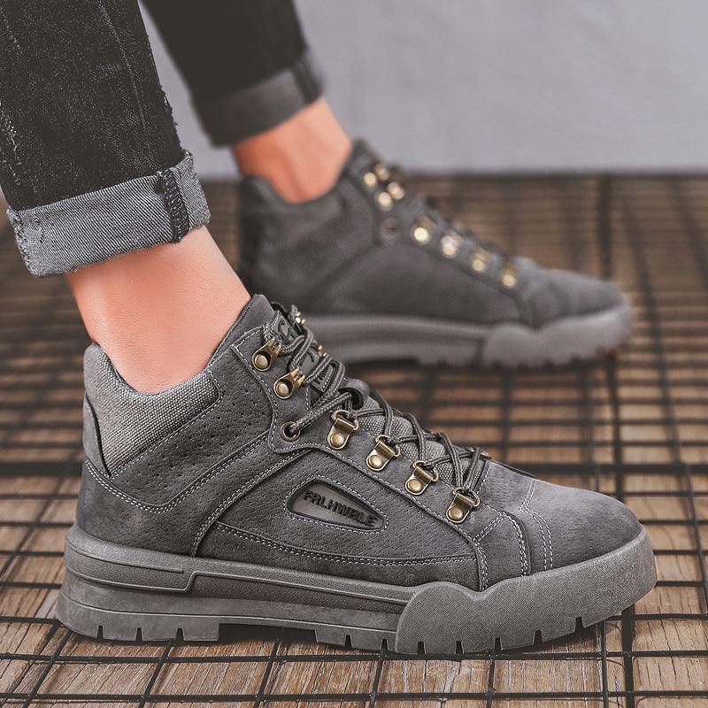 High-top shoes men's trendy shoes all-match tooling mid-cut boots