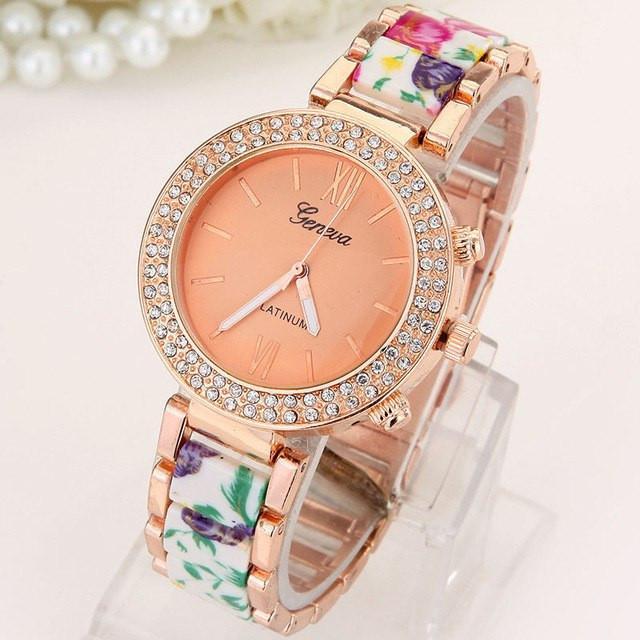 Ceramic Alloy Geneva Watch Print Female Watch