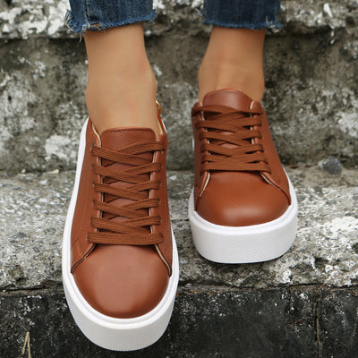 Flat With Chain Lace Up Sneakers