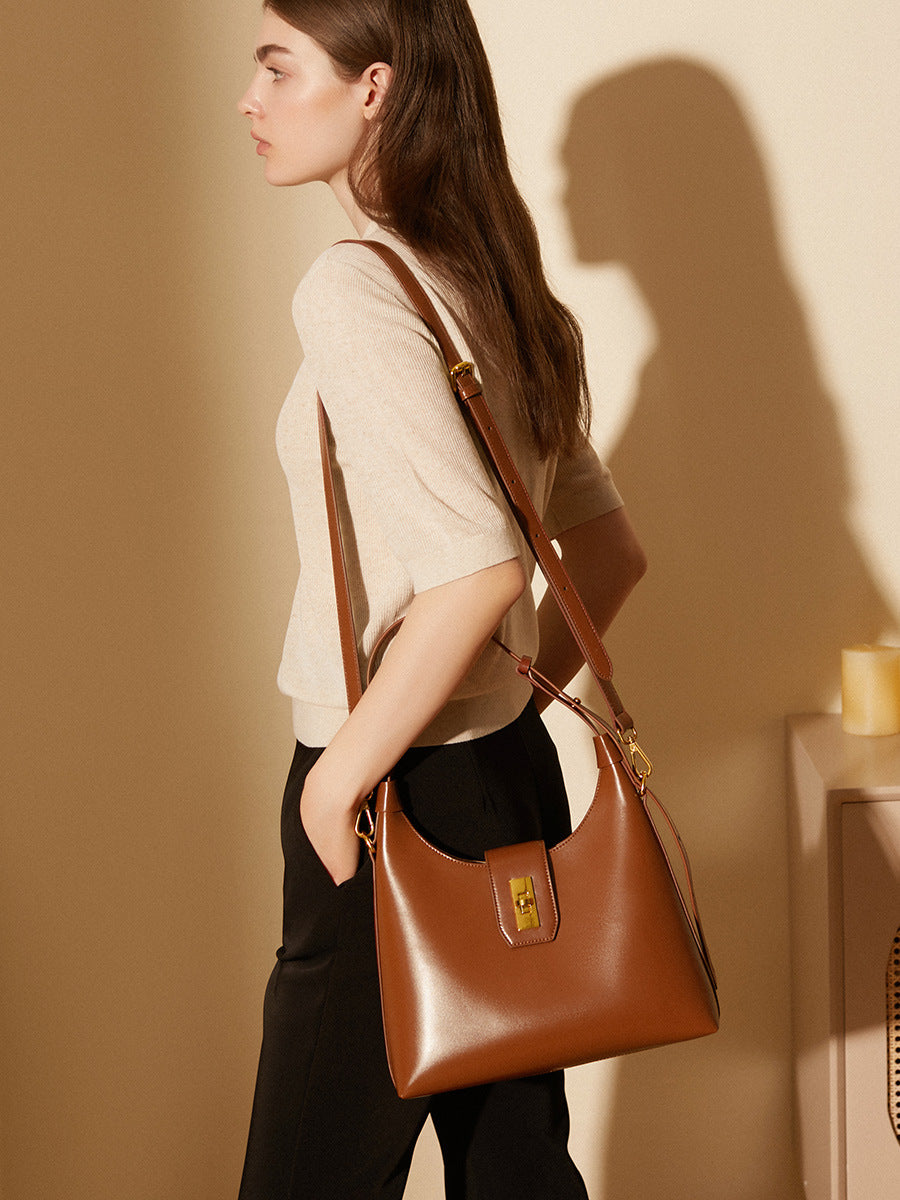 Genuine Leather Retro French Shoulder Bag