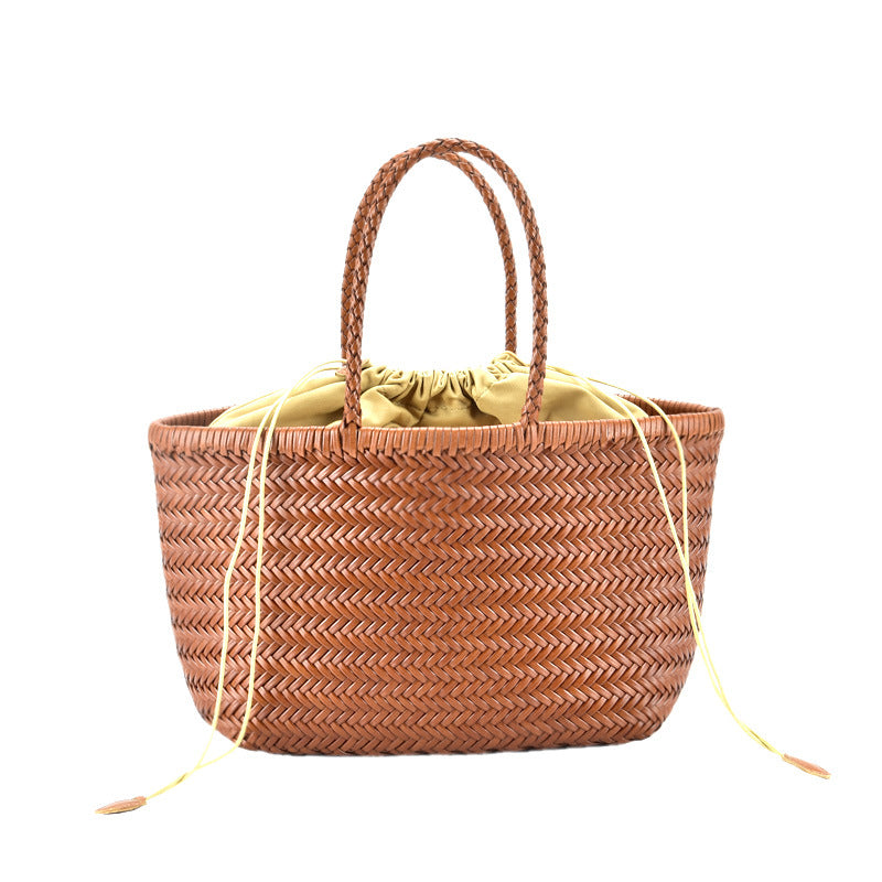 Genuine Leather French Vegetable Basket Bag