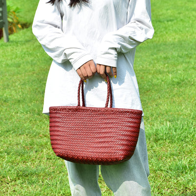 Genuine Leather French Vegetable Basket Bag