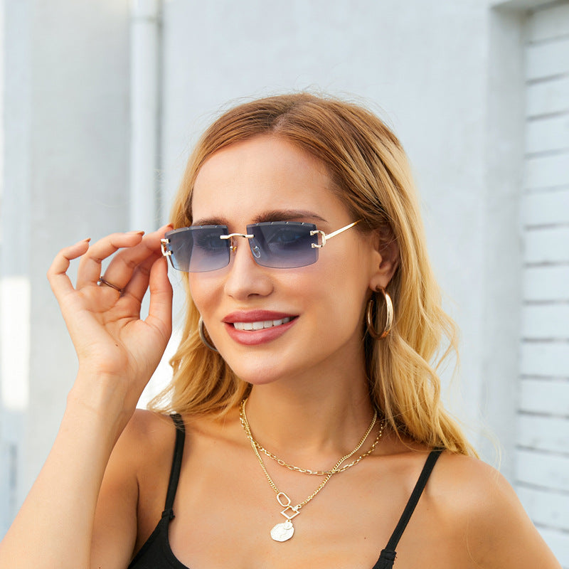 Women's Fashion Rimless Small Frame Sunglasses