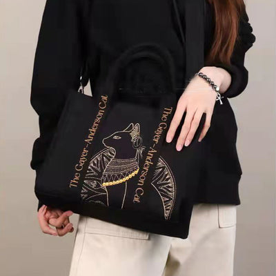 Cat Embroidered Canvas Crossbody Bags