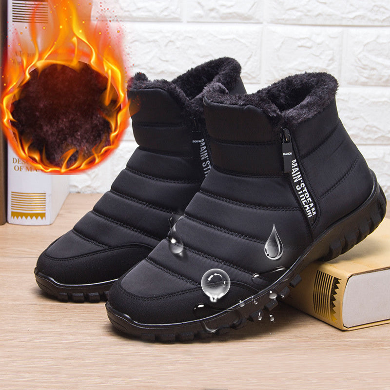 Winter Boots For Men Waterproof Warm Shoes With Plush Zipper Design