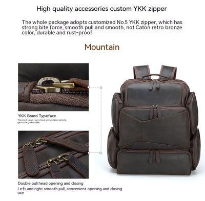 Retro Crazy Horse leather Backpack For Men