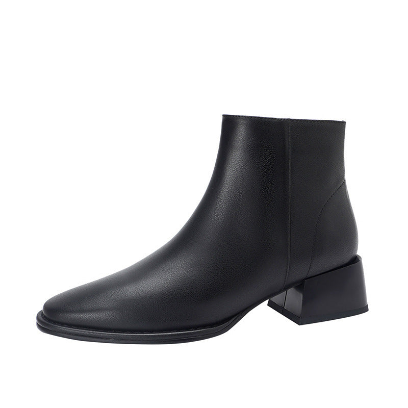 Simple All-match Soft Cowhide Boots Autumn And Winter Style