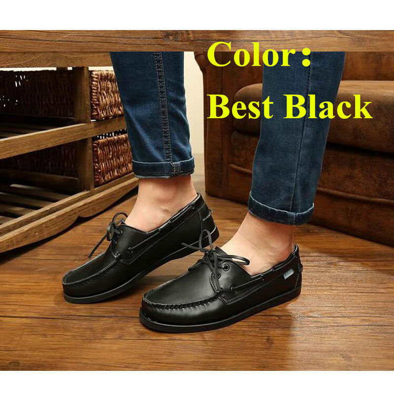 Men Retro Lace-up Leather Breathable Casual Board Shoes