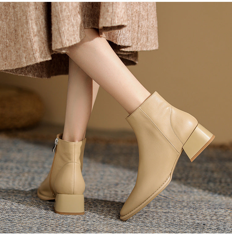 Simple All-match Soft Cowhide Boots Autumn And Winter Style