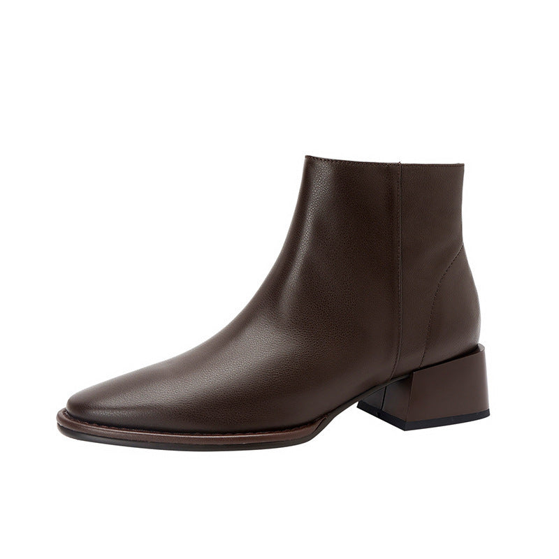 Simple All-match Soft Cowhide Boots Autumn And Winter Style