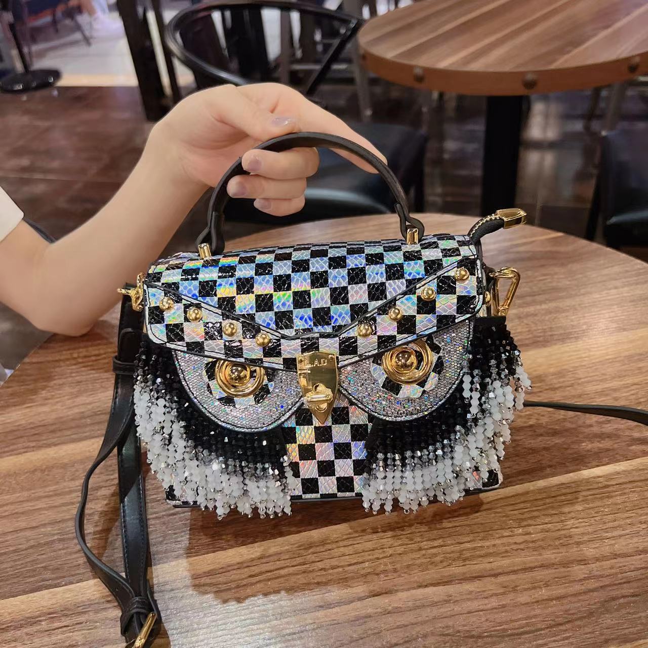 Diamond Single Shoulder Cross Body Chessboard Small Bag