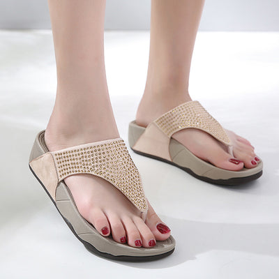 Women Wedge With Rhinestone Platform Flip Flops