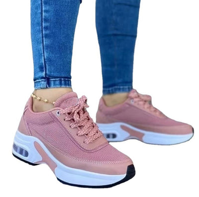 Sports Women Thick Sole Mesh Breathable Casual Lace-Up Sneakers